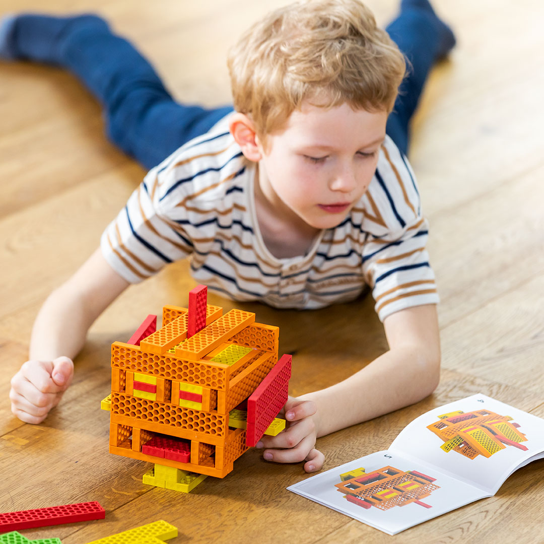bioblo Mini Box - Sweet Home | 40 blocchi da costruzione colorati | Blocchi da costruzione sostenibili per bambini | Blocchi da costruzione in legno colorati | Giocattolo Montessori